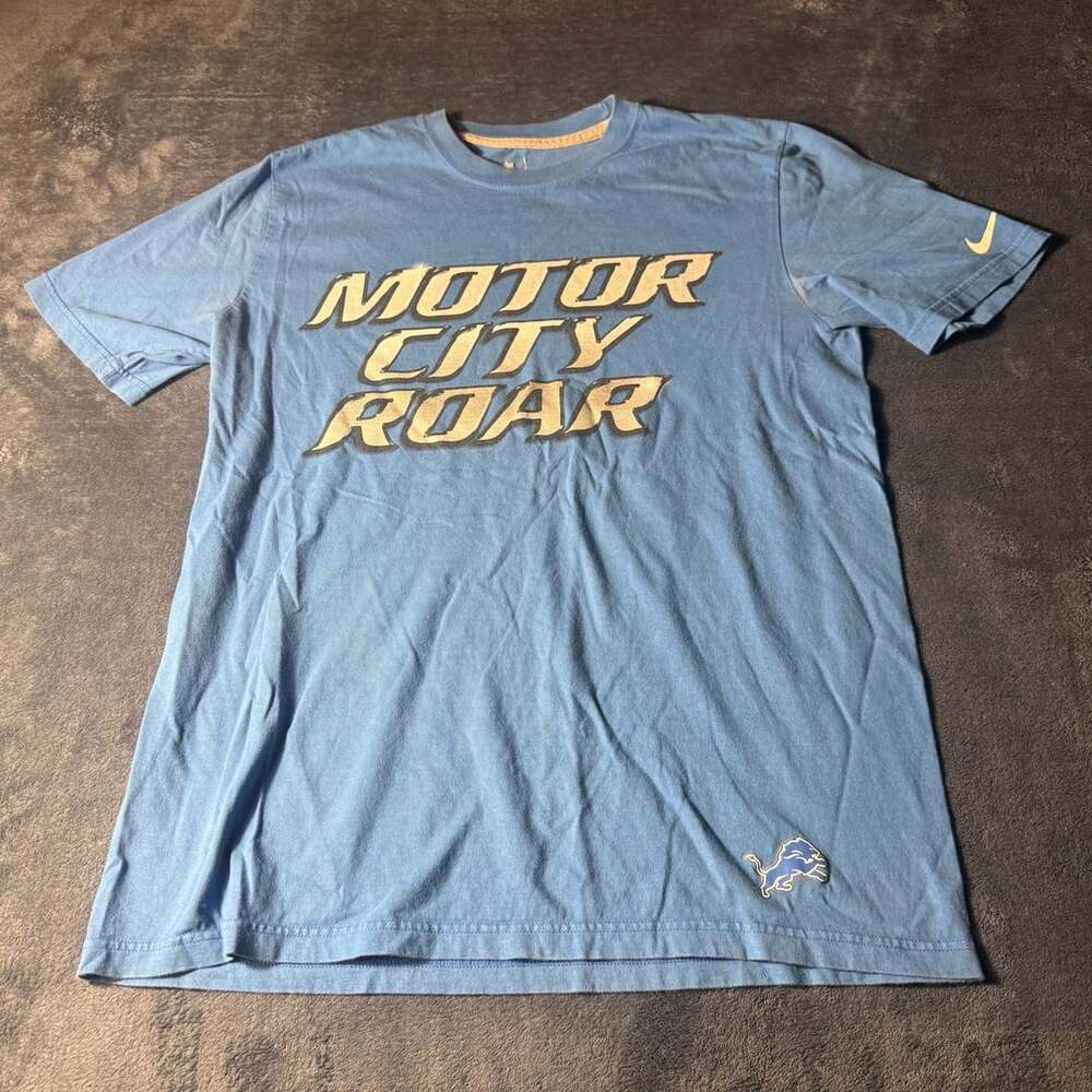Nike Detroit Lions Motor City Roar T-Shirt Size L Blue
